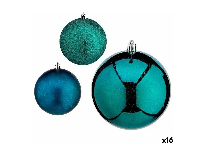Lot de boules de Noël Bleu Plastique 10 x 11 x 10 cm (16 Unités)