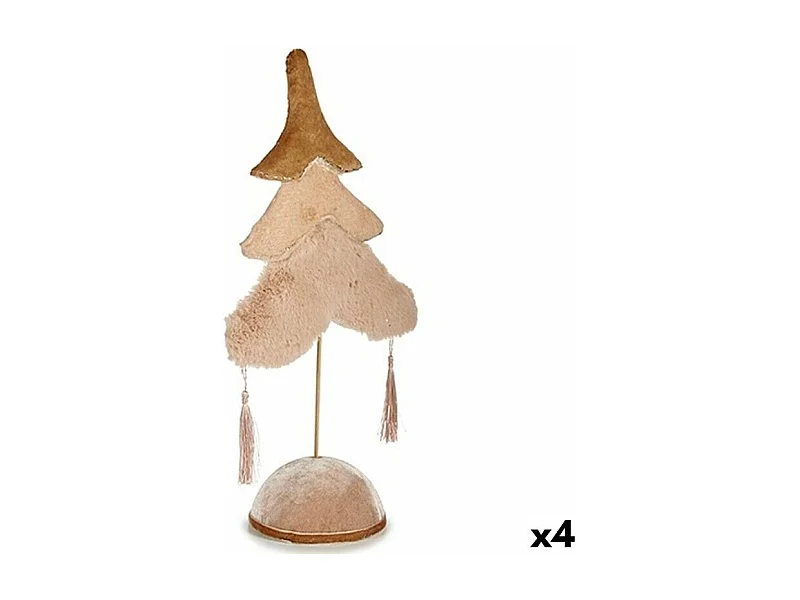 Sapin de Noël Polyester Beige Doré Bois 12 x 43 x 22 cm (4 Unités)