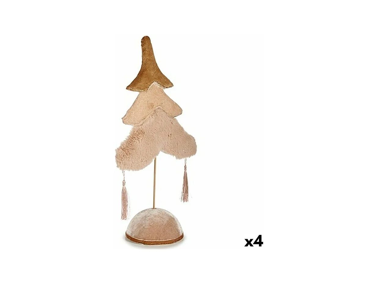 Sapin de Noël Polyester Beige Doré Bois 12 x 43 x 22 cm (4 Unités)