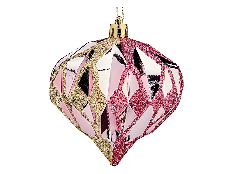 Boules de Noël Diamant Ø 8 cm Rose Doré Plastique 8 x 9 x 8 cm