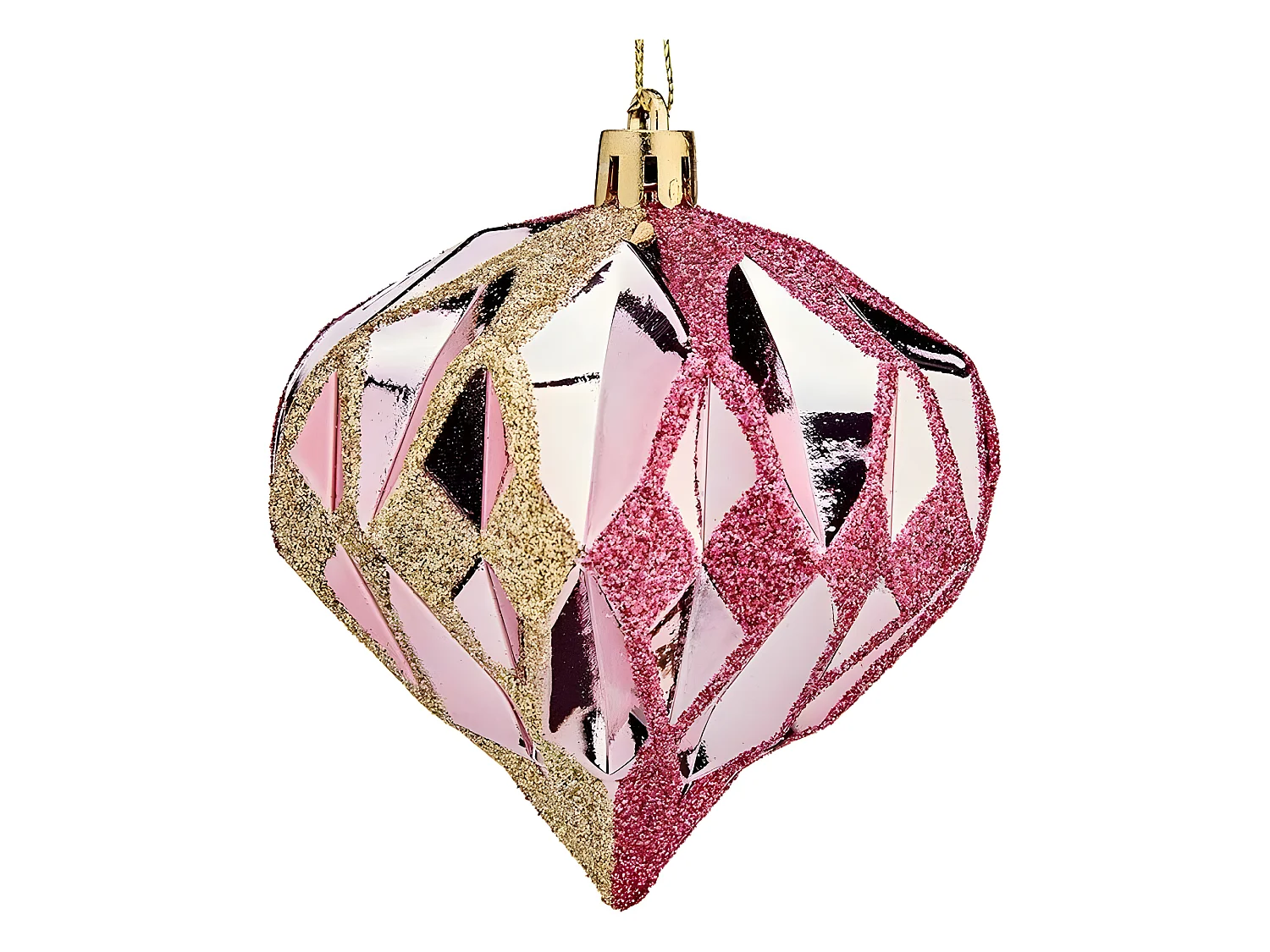 Boules de Noël Diamant Ø 8 cm Rose Doré Plastique 8 x 9 x 8 cm