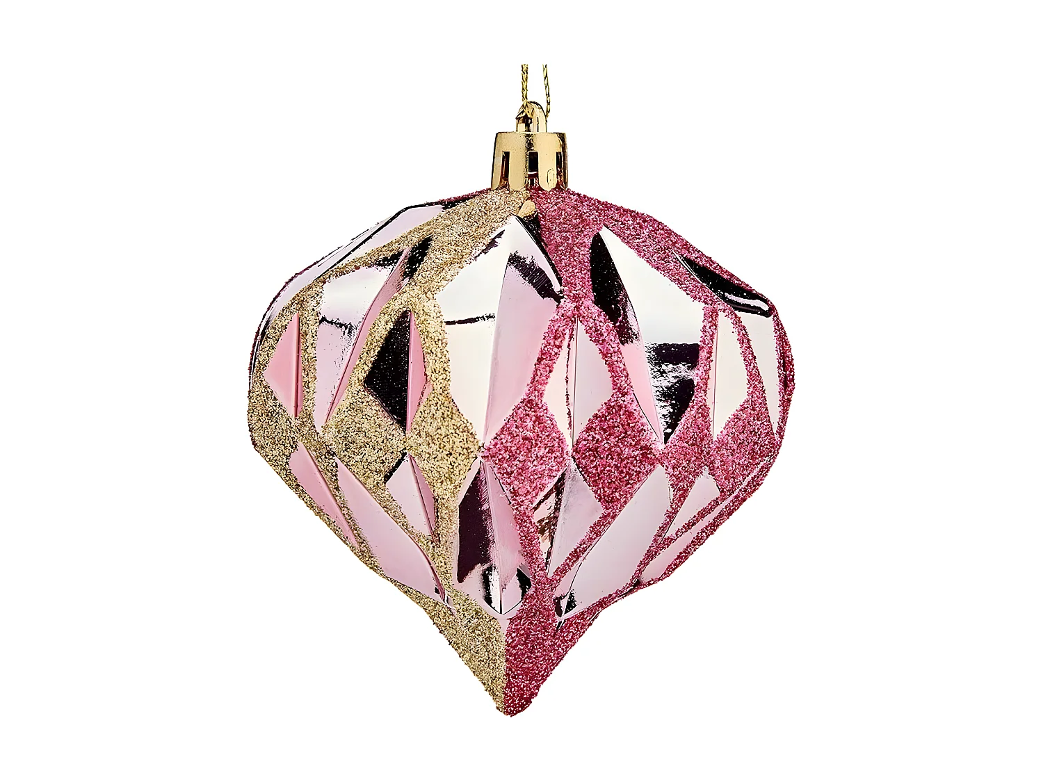Boules de Noël Diamant Ø 8 cm Rose Doré Plastique 8 x 9 x 8 cm