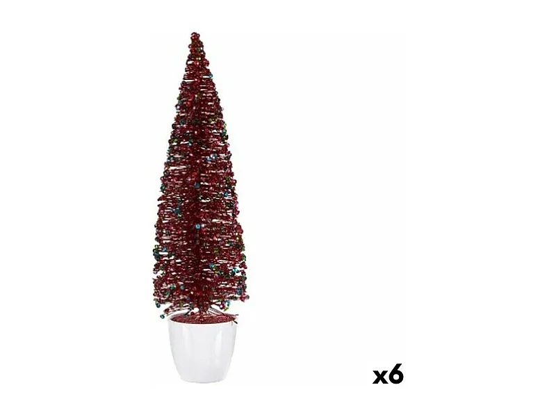 Figurine Décorative Sapin de Noël Bleu Fuchsia Plastique 10 x 38 x 10 cm (6 Unités)