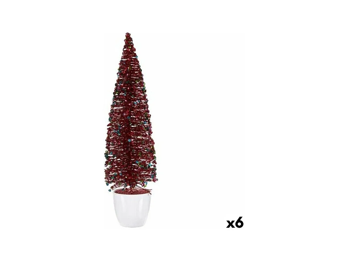 Figurine Décorative Sapin de Noël Bleu Fuchsia Plastique 10 x 38 x 10 cm (6 Unités)