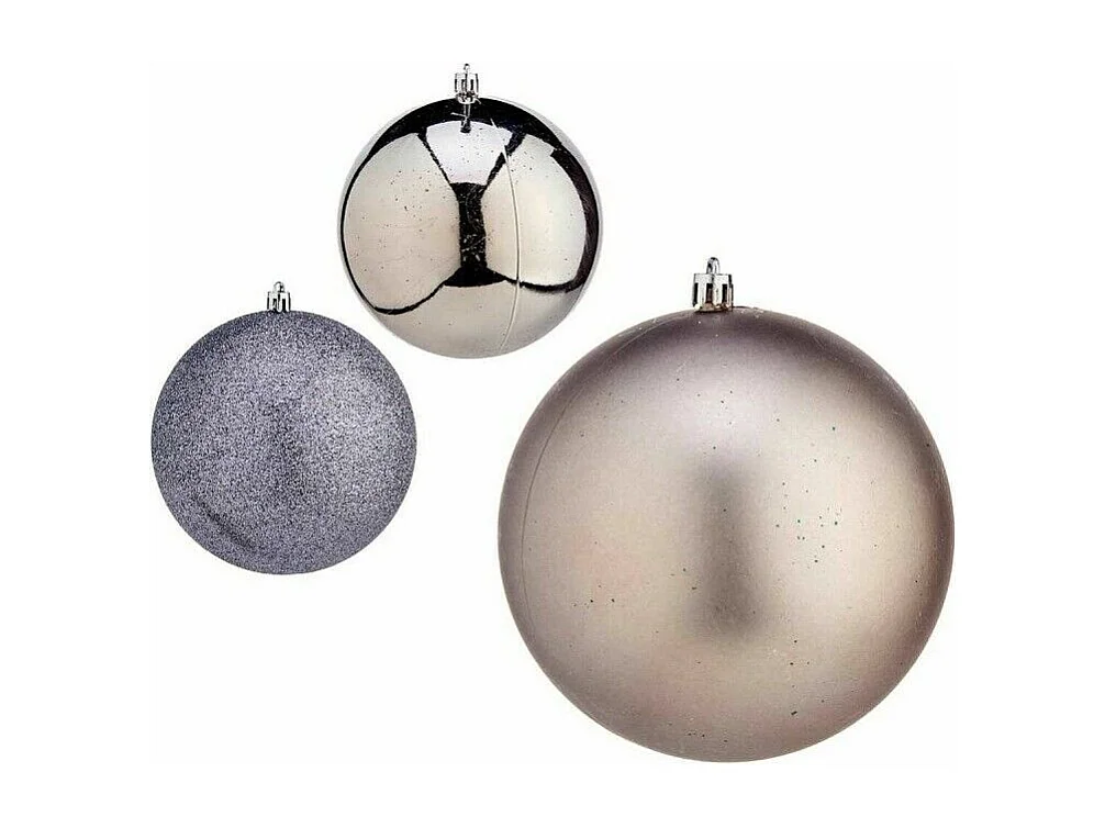 Lot de boules de Noël Argenté Plastique Ø 12 cm (6 Unités)
