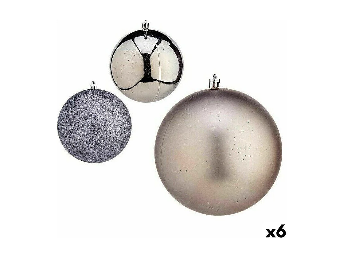 Lot de boules de Noël Argenté Plastique Ø 12 cm (6 Unités)
