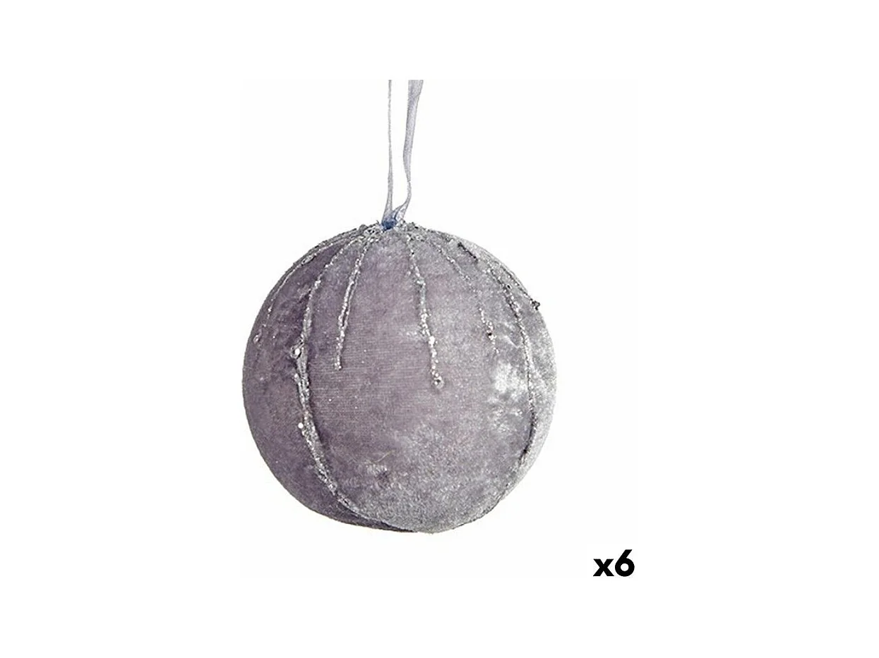 Lot de boules de Noël Polyester Argenté 8 x 8 x 8 cm (6 Unités)