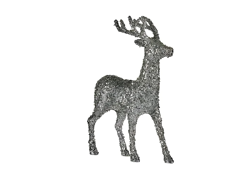 Décoration Moyen Renne 15 x 45 x 30 cm Argenté Blanc Plastique