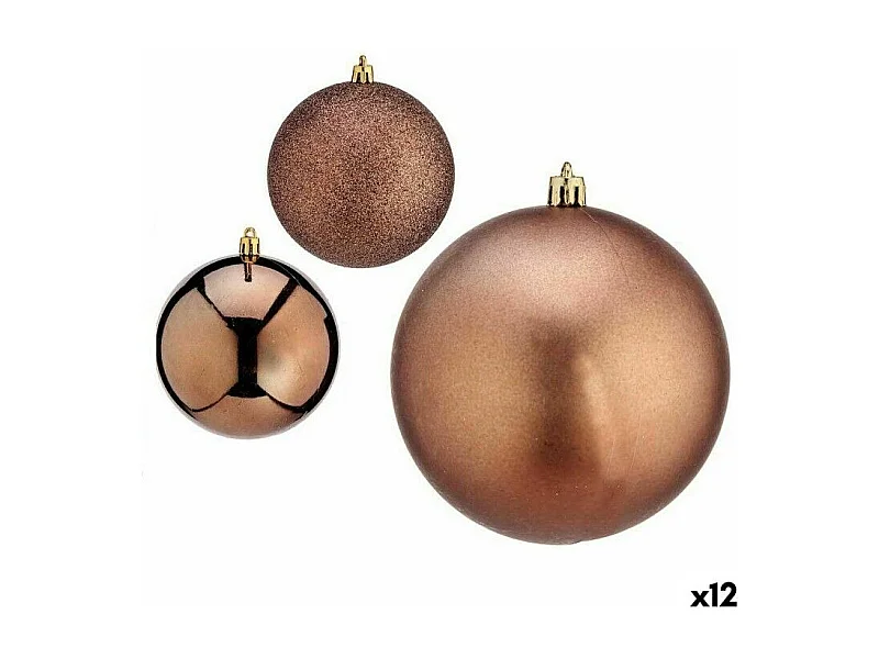 Lot de boules de Noël Marron Plastique 10 x 11 x 10 cm (12 Unités)