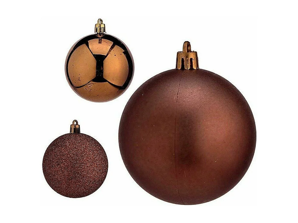 Lot de boules de Noël Marron Plastique 7 x 8 x 7 cm (12 Unités)