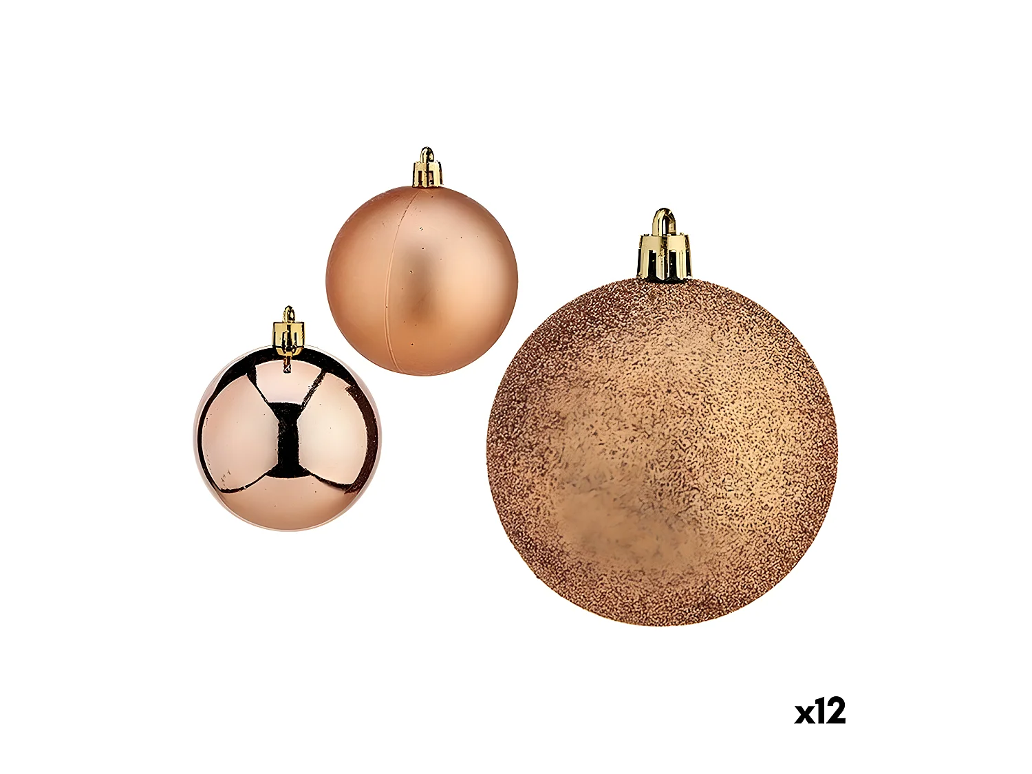Lot de boules de Noël Cuivre Plastique Ø 7 cm (12 Unités)