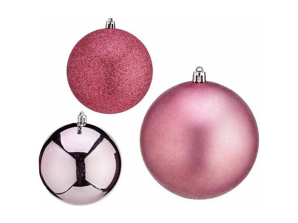 Lot de boules de Noël Rose Plastique 10 x 11 x 10 cm (12 Unités)