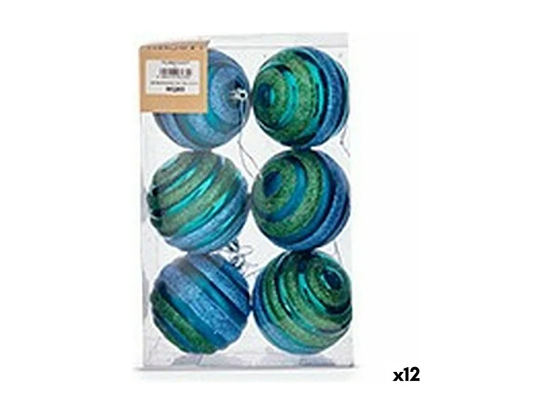Set di palline di Natale Ø 8 cm Blu Verde PVC (12 pezzi)
