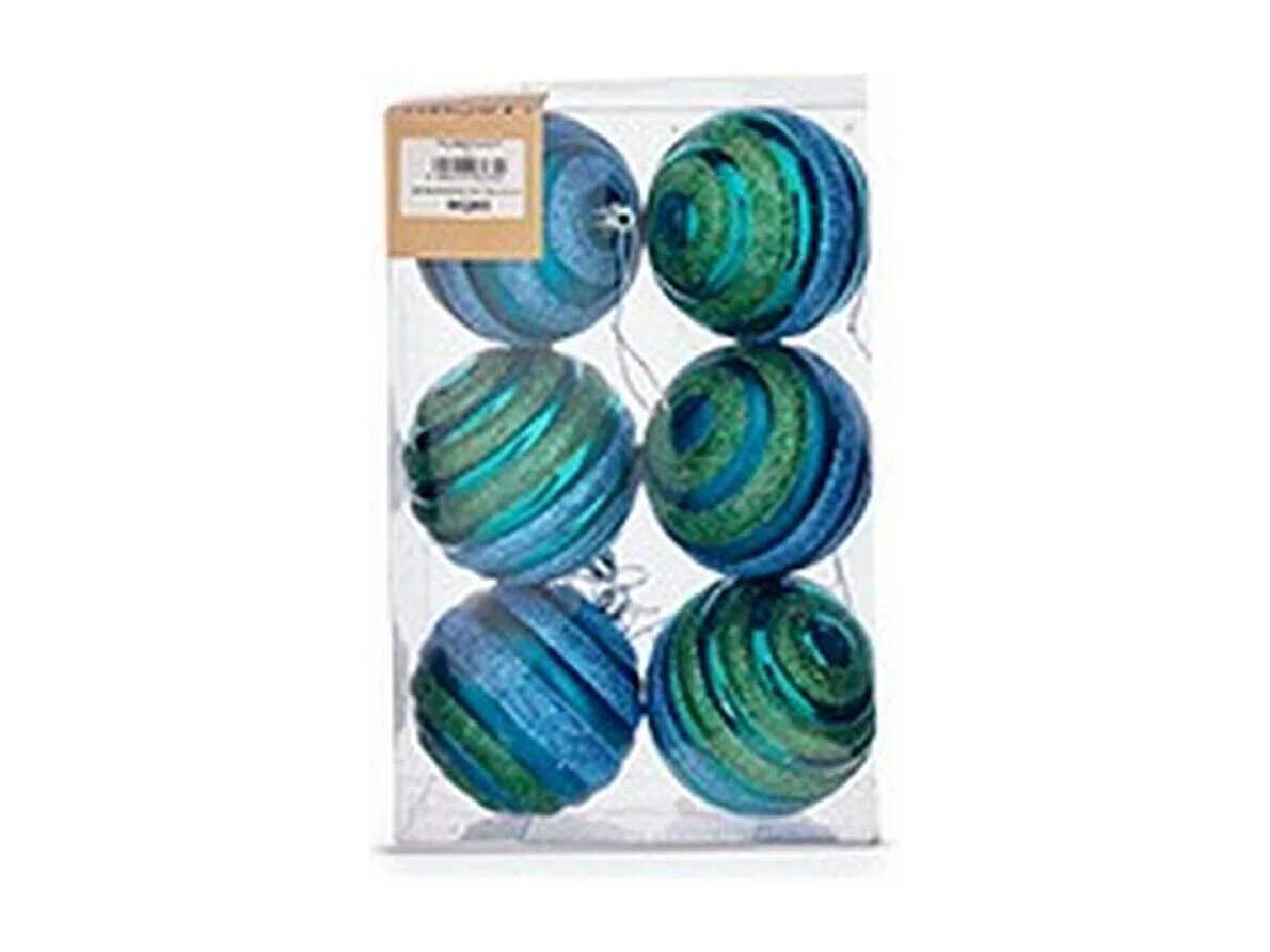 Set di palline di Natale Ø 8 cm Blu Verde PVC (12 pezzi)