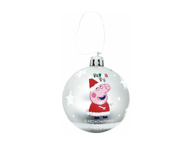 Boule de Noël Peppa Pig Cosy corner Argenté 6 Unités Plastique (Ø 8 cm)