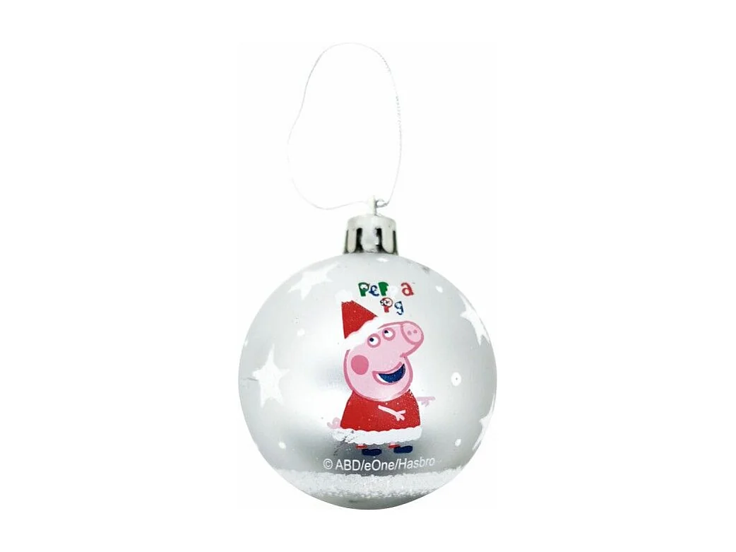 Boule de Noël Peppa Pig Cosy corner Argenté 6 Unités Plastique (Ø 8 cm)
