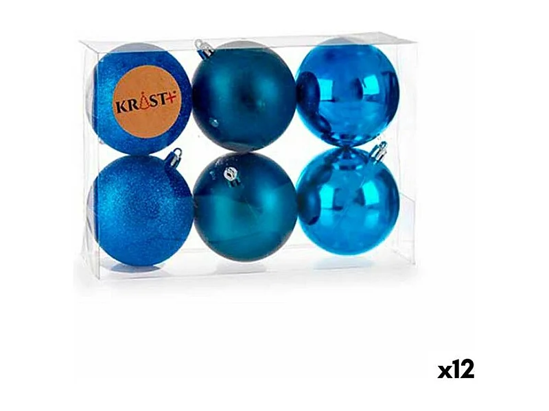 Lot de boules de Noël Bleu Plastique 7 x 8 x 7 cm (12 Unités)