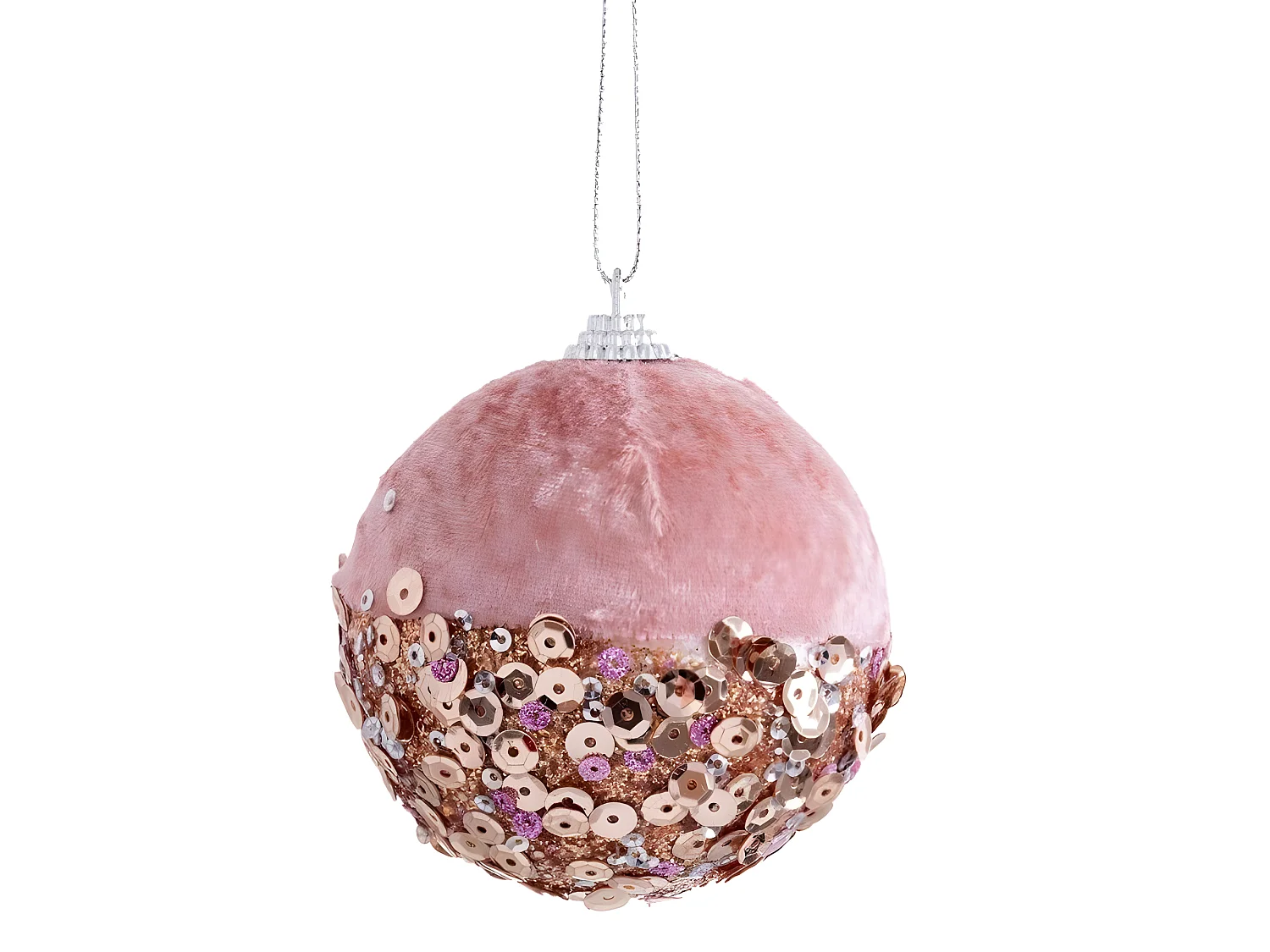 Boules de Noël Rose Doré Polyfoam Tissu 8 x 8 x 8 cm (6 Unités)