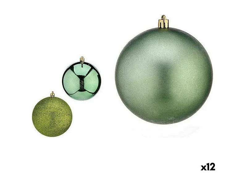 Lot de boules de Noël Vert Plastique 10 x 11 x 10 cm (12 Unités)
