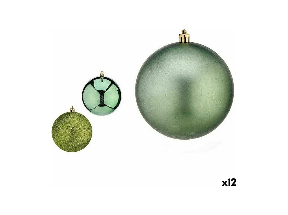 Set di palline di Natale in plastica verde 10 x 11 x 10 cm (12 pezzi)