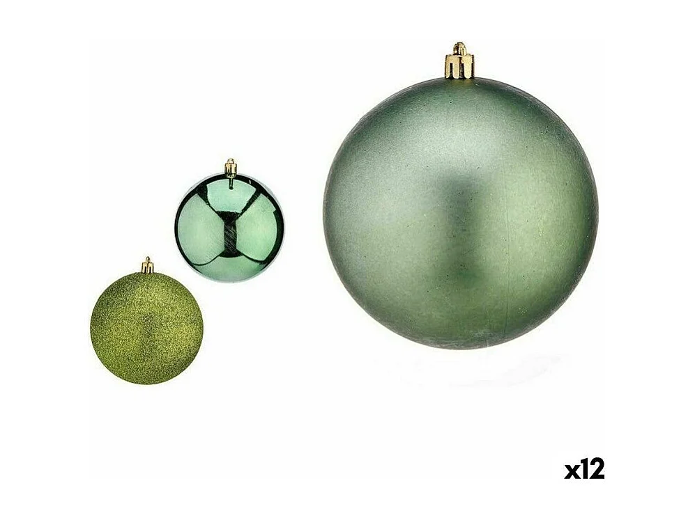 Set di palline di Natale in plastica verde 10 x 11 x 10 cm (12 pezzi)