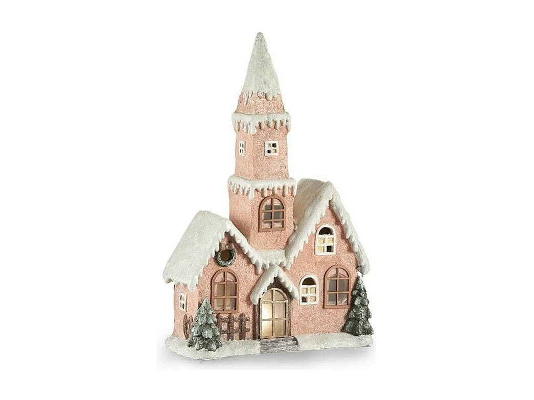 Figurine Décorative Maison Noël Lumière LED Rose Blanc Marron Vert Magnésium 21 x 77 x 48 cm