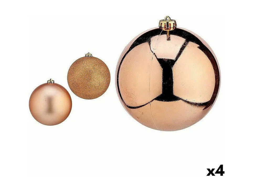 Lot de boules de Noël Cuivre Plastique 15 x 16 x 15 cm (4 Unités)