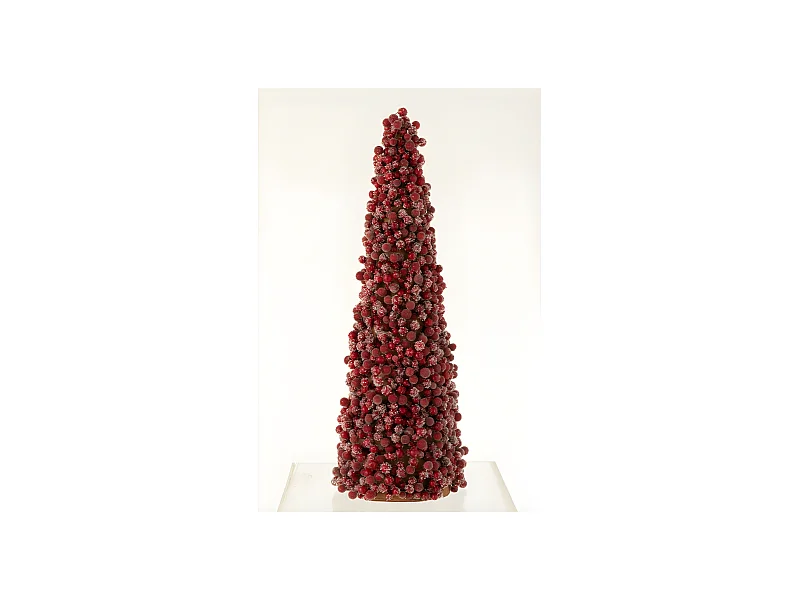 Cono di Natale di bacche in resina rossa 19x19x61 cm