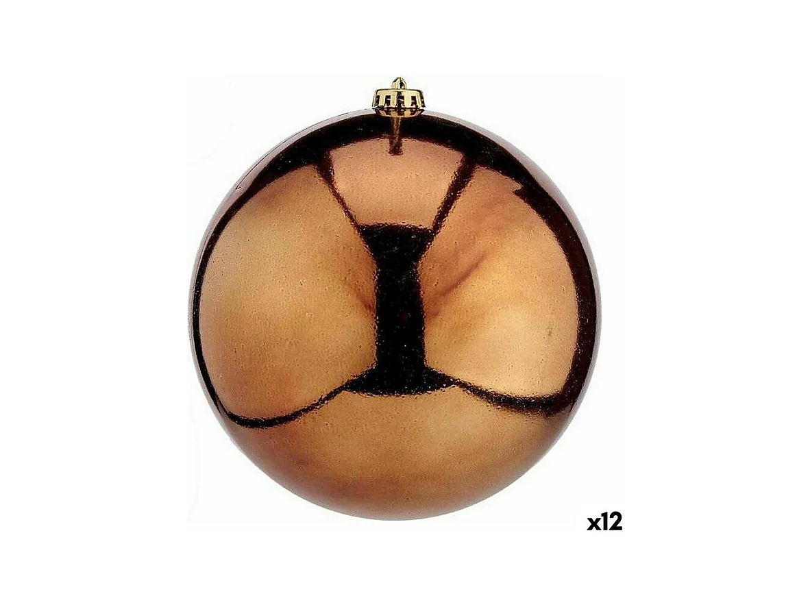 Palla di Natale Marrone in Plastica 20 x 20 x 20 cm (12 Unità)