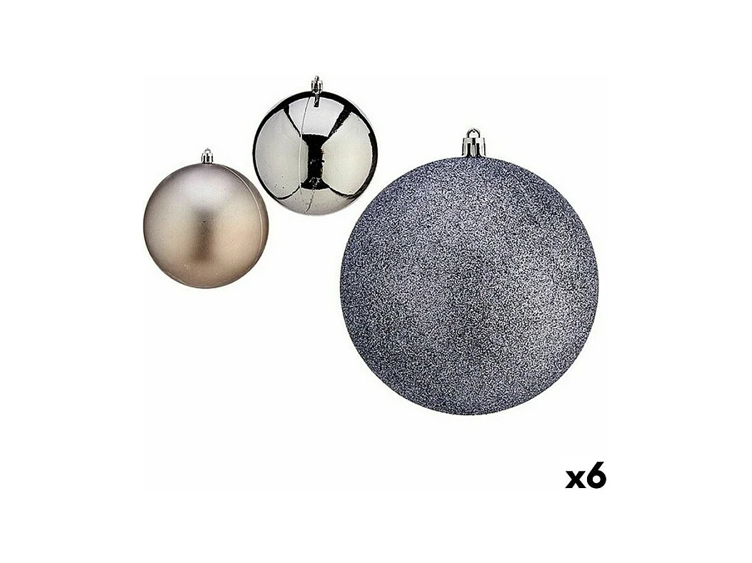 Lot de boules de Noël Argenté Plastique 12 x 13 x 12 cm (6 Unités)