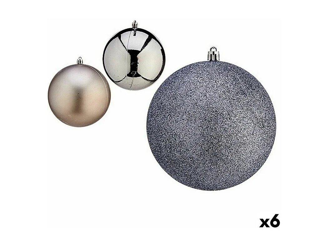 Set di palline di Natale in plastica argentata 12 x 13 x 12 cm (6 pezzi)