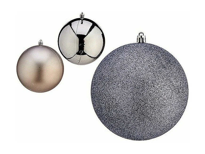 Set di palline di Natale in plastica argentata 12 x 13 x 12 cm (6 pezzi)
