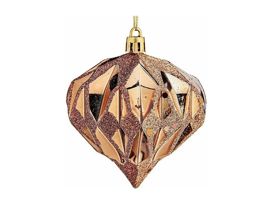 Lot de boules de Noël Diamant Marron Plastique 8 x 9 x 8 cm (12 Unités)