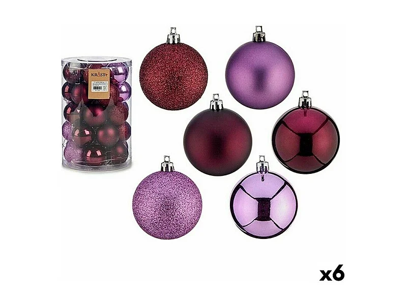 Lot de boules de Noël Violet Plastique 6 x 7 x 6 cm (6 Unités)