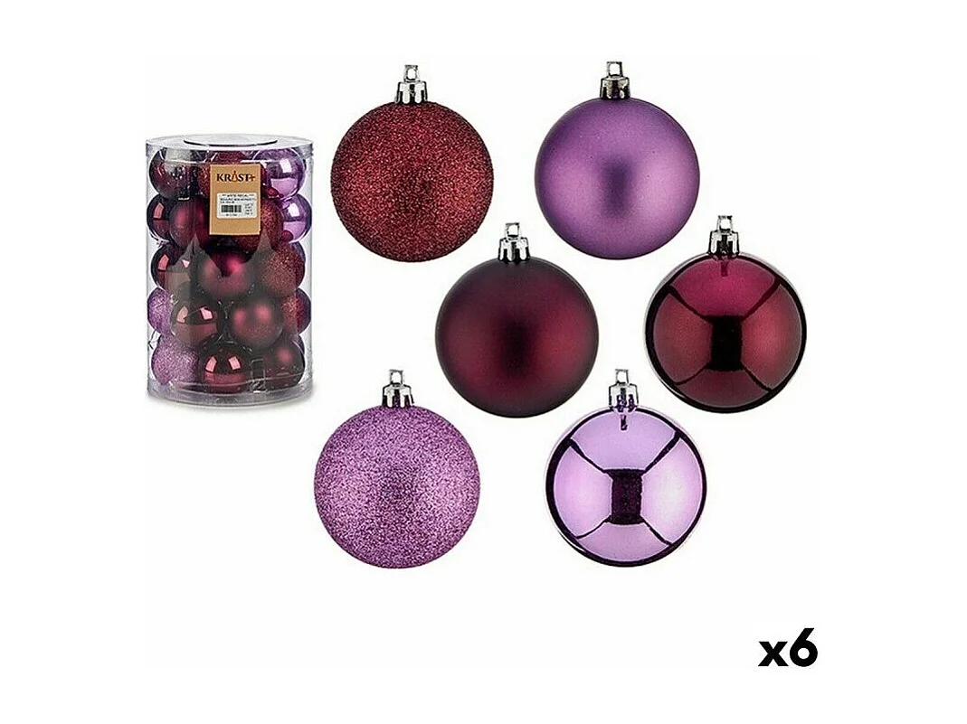 Lot de boules de Noël Violet Plastique 6 x 7 x 6 cm (6 Unités)