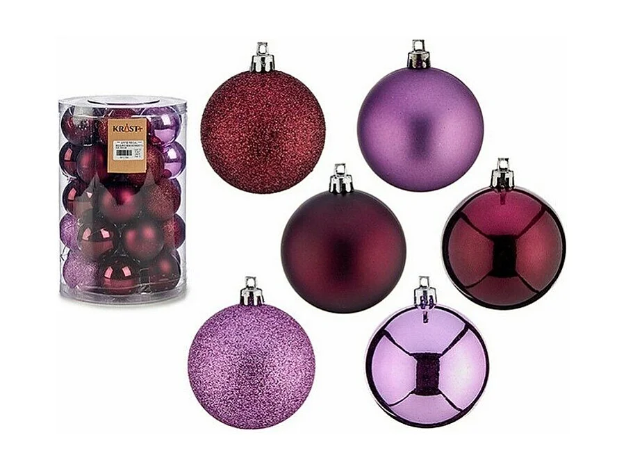 Lot de boules de Noël Violet Plastique 6 x 7 x 6 cm (6 Unités)