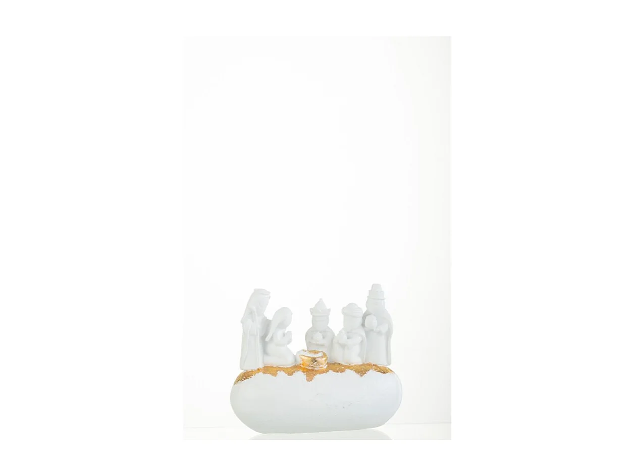 Presepe di Natale in resina bianca 19x8.5x15.5 cm