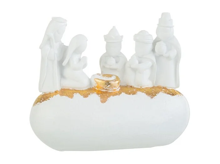 Presepe di Natale in resina bianca 19x8.5x15.5 cm