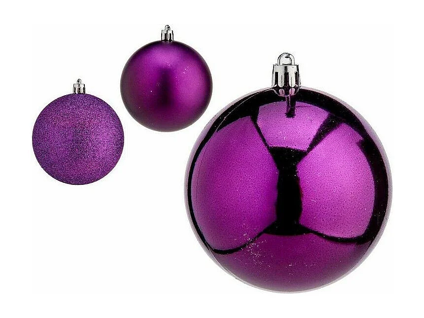 Lot de boules de Noël Violet Plastique 8 x 9 x 8 cm (12 Unités)