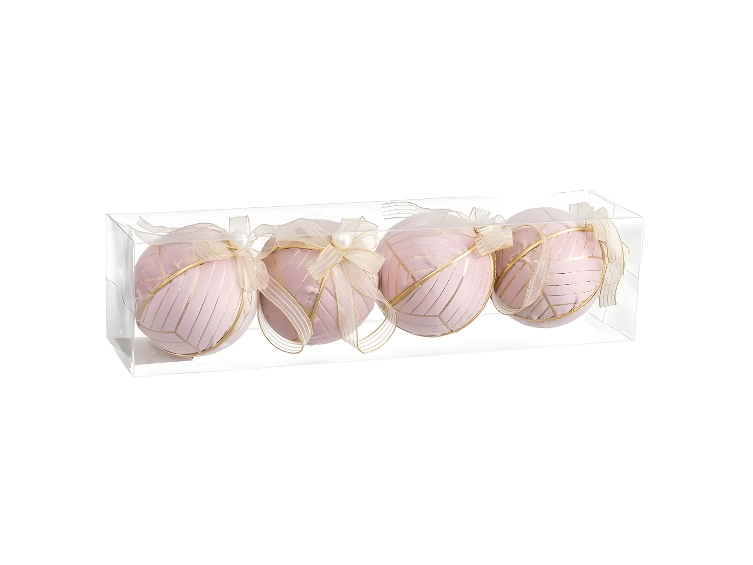 Boules de Noël Rose Polyfoam Tissu 8 x 8 x 8 cm (4 Unités)