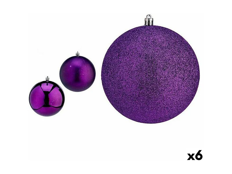 Lot de boules de Noël Violet PVC Ø 12 cm (6 Unités)
