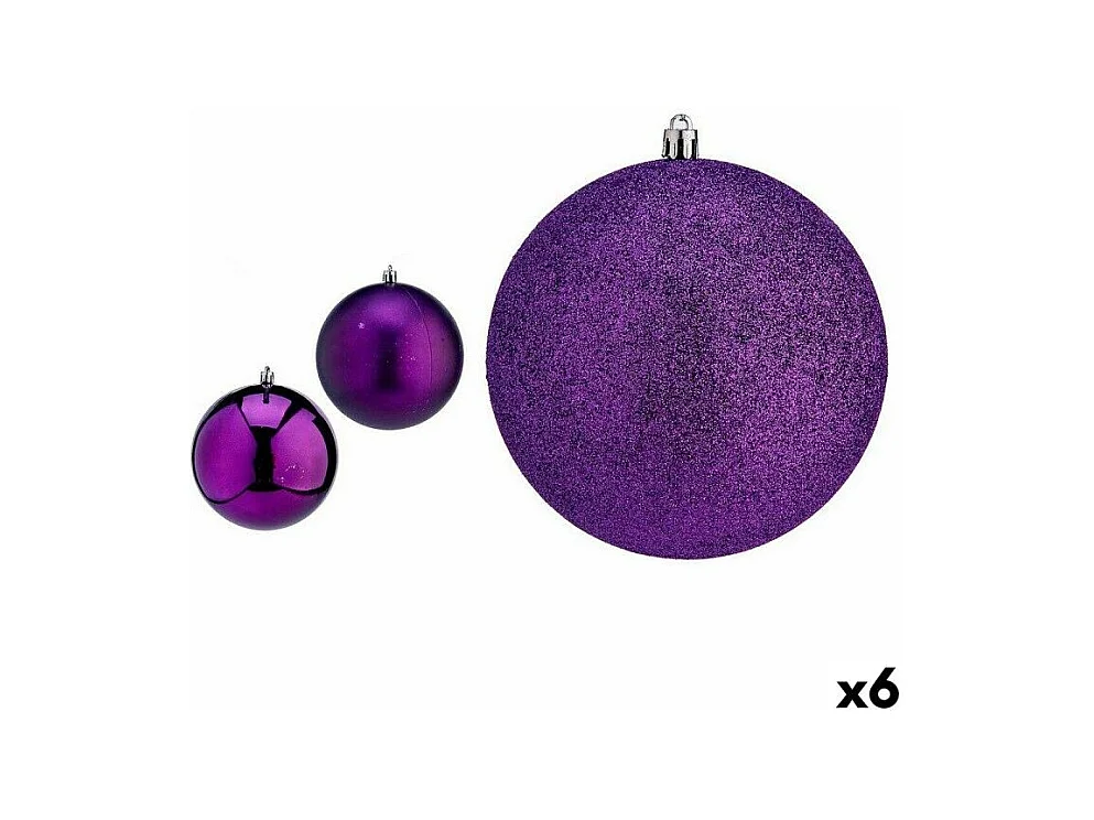 Lot de boules de Noël Violet PVC Ø 12 cm (6 Unités)