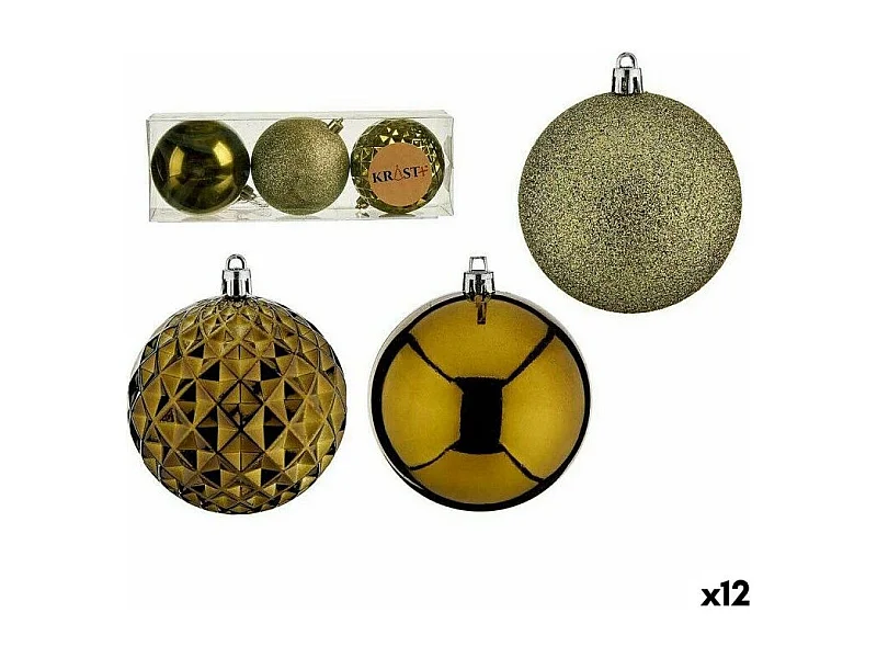 Lot de boules de Noël Vert PVC Ø 8 cm (12 Unités)