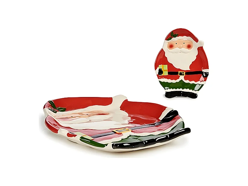 Centre de Table Père Noël Céramique Rouge (20 x 2 x 25 cm)