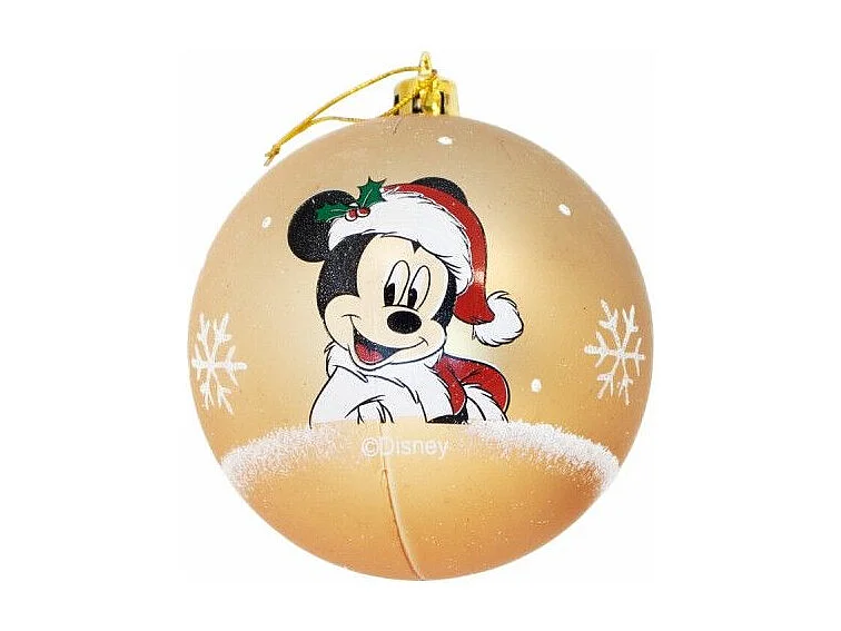 Boule de Noël Mickey Mouse Happy smiles Doré 6 Unités Plastique (Ø 8 cm)