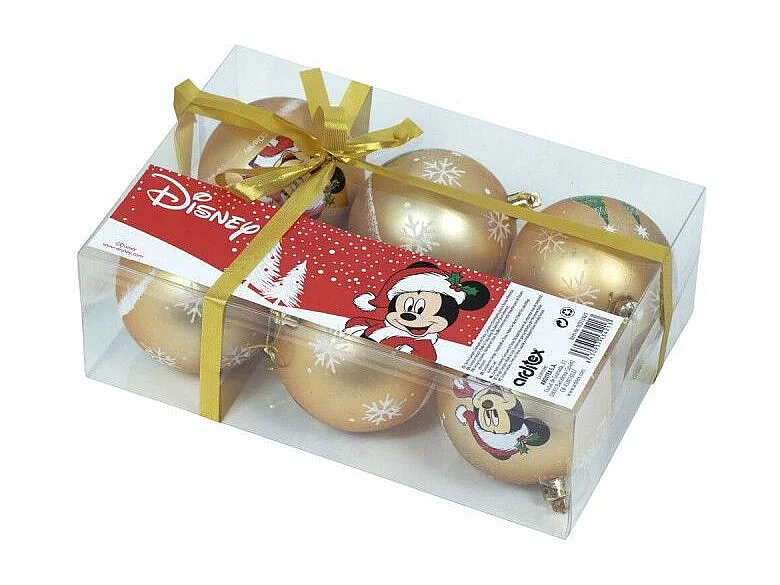 Boule de Noël Mickey Mouse Happy smiles Doré 6 Unités Plastique (Ø 8 cm)