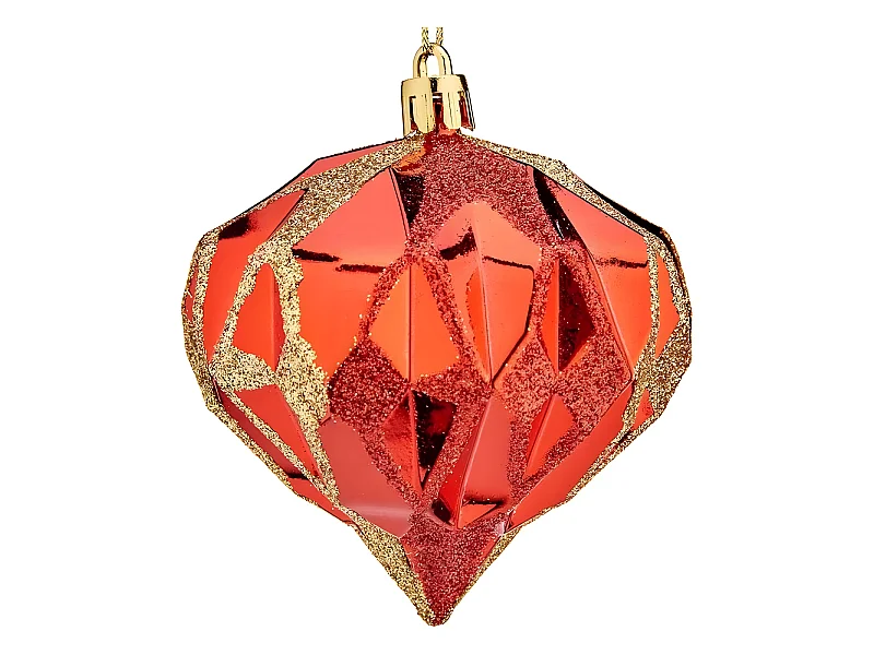 Boules de Noël Diamant Ø 8 cm Rouge Plastique 8 x 9 x 8 cm