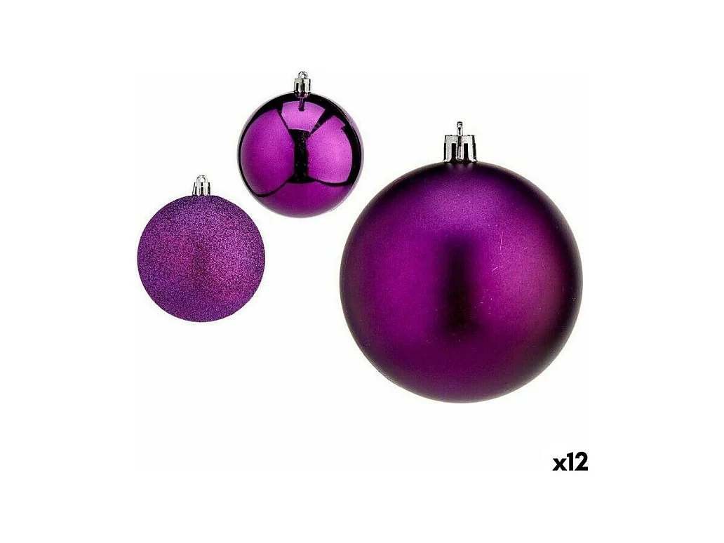 Lot de boules de Noël Violet Plastique 8 x 8 x 47 cm (12 Unités)