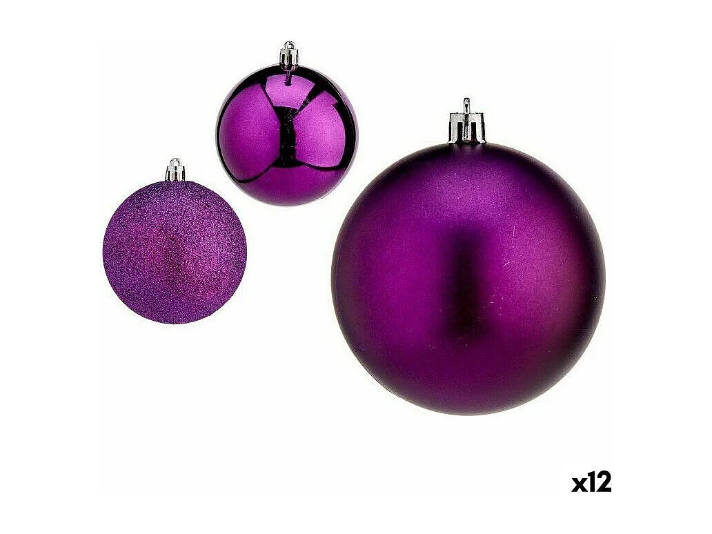 Set di palline di Natale Viola in Plastica 8 x 8 x 47 cm (12 Unità)
