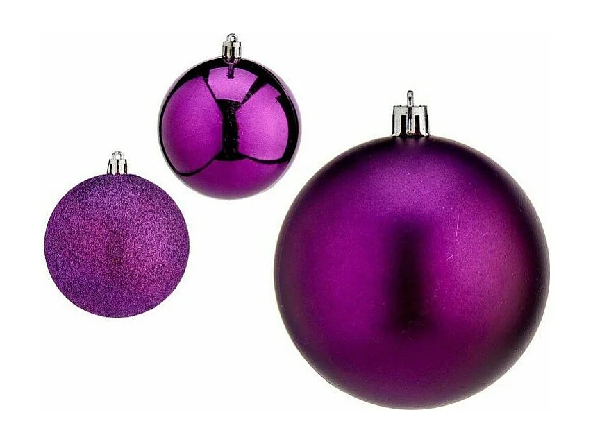 Set di palline di Natale Viola in Plastica 8 x 8 x 47 cm (12 Unità)